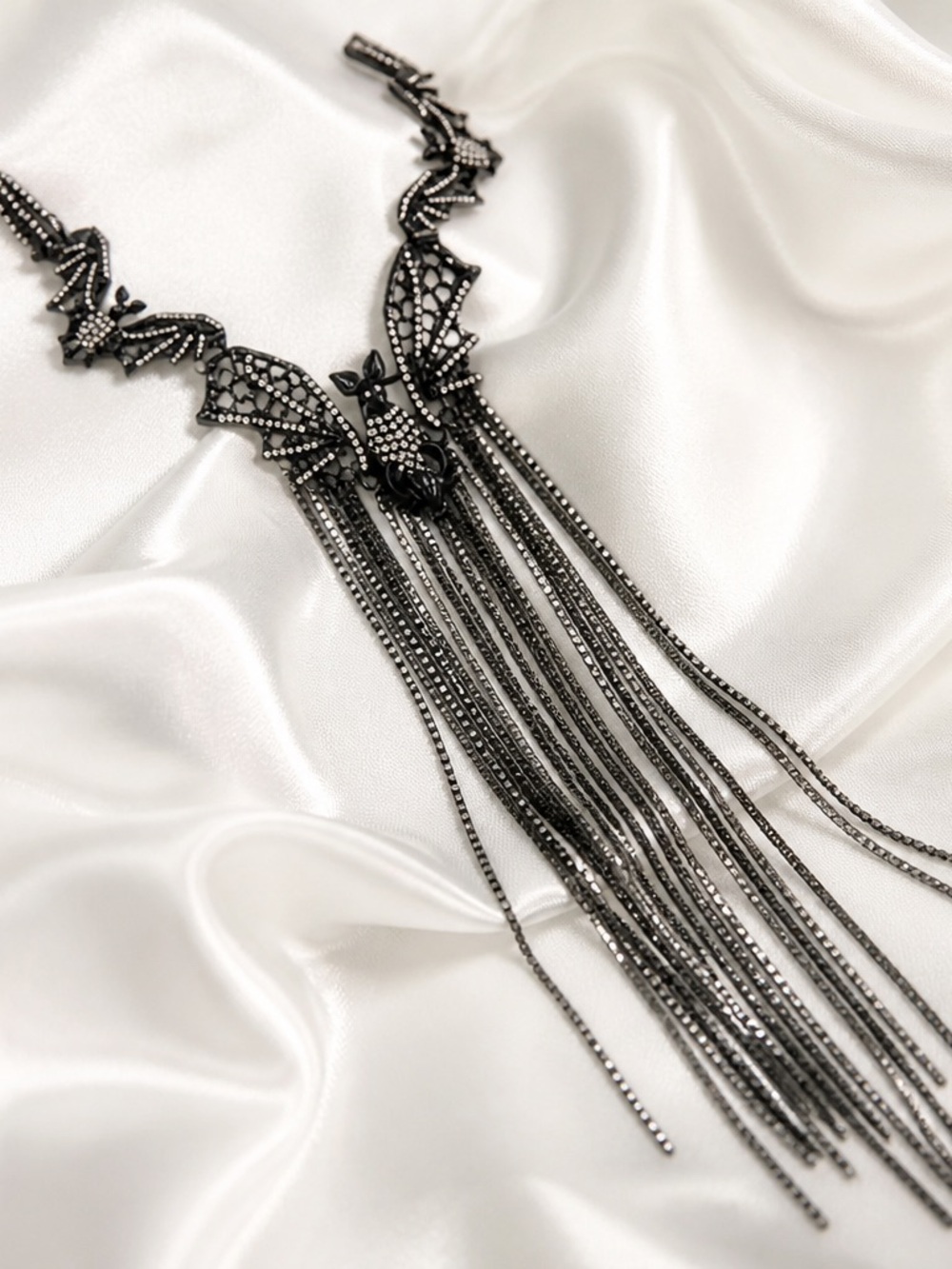 Zara Black BAT Cascade  Statement Necklace